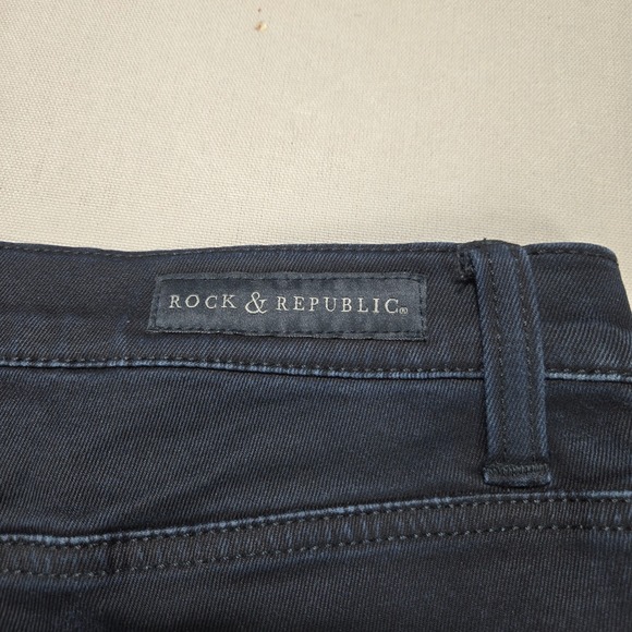 Rock & Republic Kashmiere Skinny Jeans Dark Wash Gold Hardware Womens 12 M - Picture 3 of 15